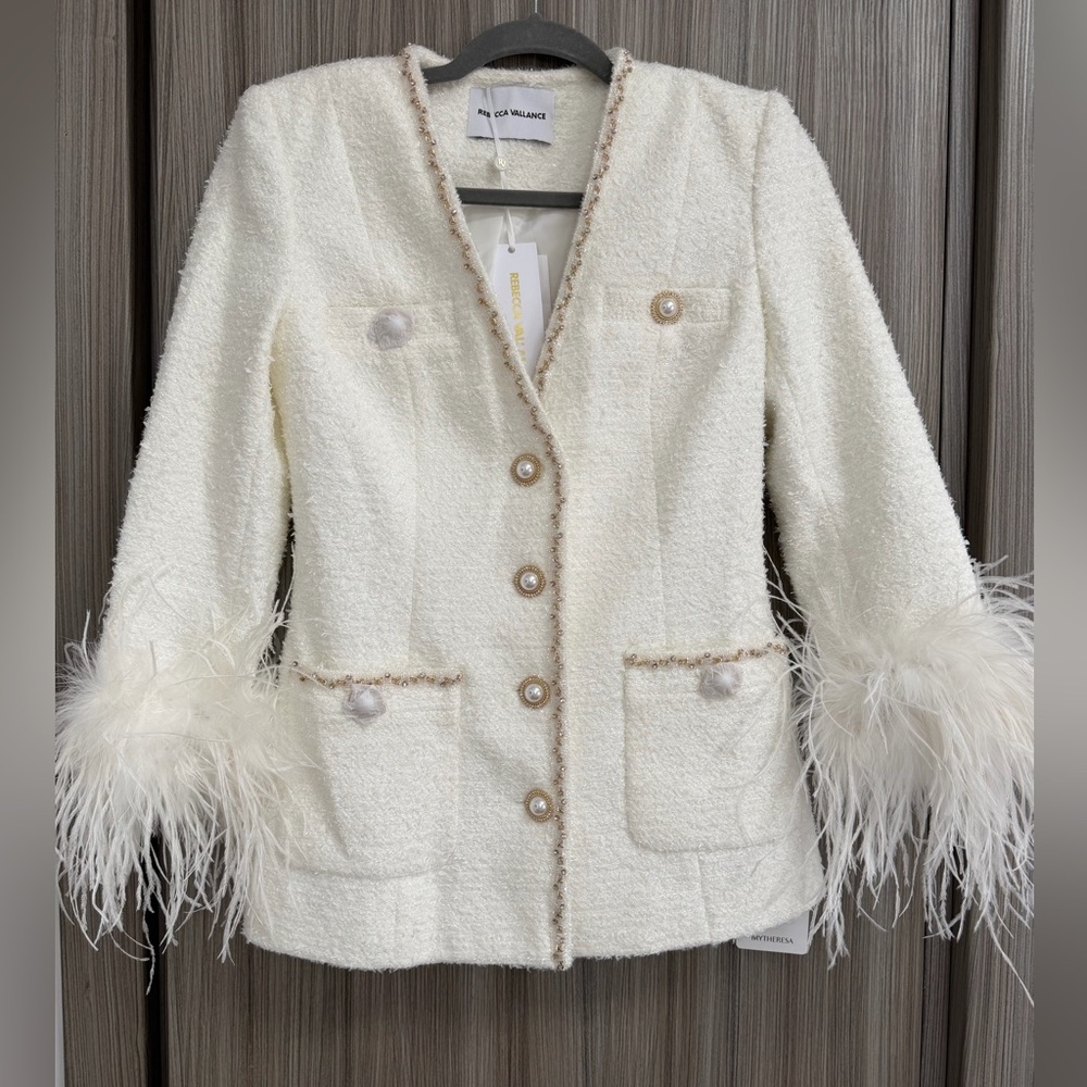 Rebecca Vallance Ivory Feather-Trim set. AUS 8, US 4